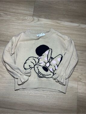 GAP Beige Minnie Mouse Sweater with Pink Polka-Dot Bow